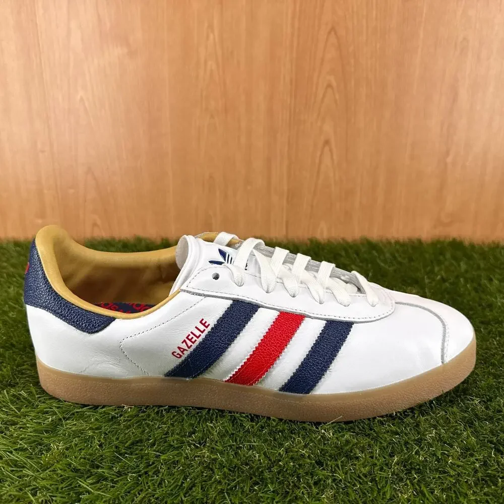 adidas Gazelle Leather Spikeless Golf White Dark Blue Red JP7705 Men's Size 11.5